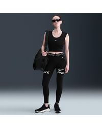 Nike - Pro Mid-Rise 7/8 Mesh-Panel Graphic Leggings - Lyst