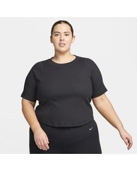 Nike - Zenvy Rib Dri-fit Short-sleeve Cropped Top Nylon - Lyst