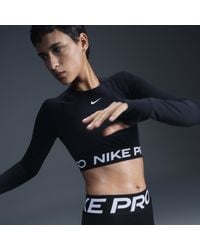 Nike - Pro Dri-Fit Cropped Long-Sleeve Top - Lyst