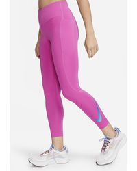 Nike - Fast Mid-rise 7/8 Running leggings With Pockets Polyester - Lyst