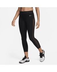 Nike - Pro Mid-rise 7/8 Mesh-panelled leggings - Lyst