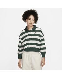 Nike - Sportswear Phoenix Fleece Oversized 3/4-sleeve Striped Crop Polo - Lyst