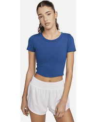 Nike - One Fitted Dri-fit Short-sleeve Cropped Top Polyester - Lyst
