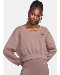 Nike - Sportswear Phoenix Fleece Cropped V-neck Top Polyester - Lyst