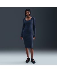 Nike - Sportswear Chill Knit Tight Long-Sleeve Midi Mini-Rib Dress - Lyst