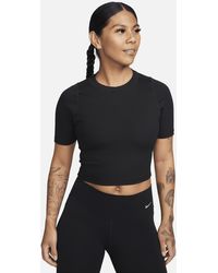 Nike - Zenvy Rib Dri-fit Short-sleeve Cropped Top - Lyst