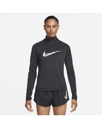Nike - Capo midlayer con zip a 1/4 dri-fit swoosh - Lyst
