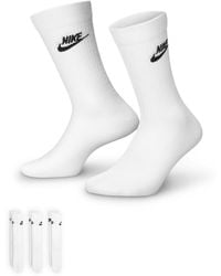 Nike - Sportswear everyday essential crew socks 3-pack white/ black - Lyst
