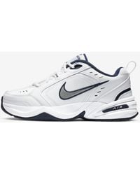 Nike Leather Air Monarch Iv Training Shoe In White Cool Grey Anthracite Gray For Men Lyst
