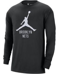Nike - T-shirt a manica lunga brooklyn nets essential jordan nba - Lyst