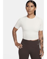 Nike - Zenvy Rib Dri-fit Short-sleeve Cropped Top - Lyst