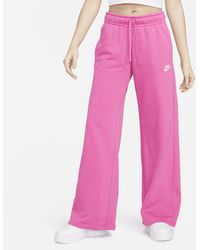 Nike Sportswear Club Fleece Mid-rise Wide-leg Sweatpants In Pink,