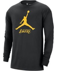 Nike - T-shirt a manica lunga los angeles lakers essential jordan nba - Lyst