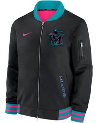 Nike - Miami Marlins Authentic Collection City Connect Mlb Full-Zip Bomber Jacket - Lyst
