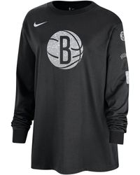 Nike - T-shirt a manica lunga brooklyn nets essential nba - Lyst