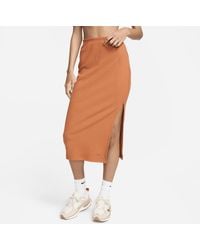 Nike - Sportswear Chill Knit Slim Ribbed Midi Skirt - Lyst
