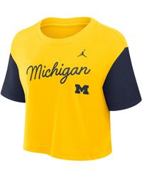 Nike - Michigan Script Brand Dri-Fit College Cropped T-Shirt - Lyst