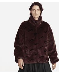 Nike - Sportswear Plush Printed Faux Fur Jacket Polyester - Lyst