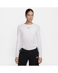 Nike - Sportswear Essential Ribbed Long-sleeve Mod Crop Top Polyester - Lyst