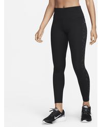 Nike - Fast 7/8-legging Met Print, Halfhoge Taille En Zakken - Lyst