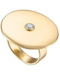 Nili Lotan - Solid 18k Gold Circle Ring With Diamond - Lyst