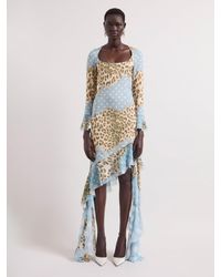 Nina Ricci - Leopard And Polka Dots Midi Silk Dress - Lyst