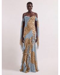 Nina Ricci - Leopard And Polka Dots Maxi Silk Dress - Lyst