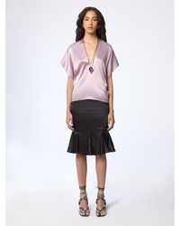 Nina Ricci - Mauve V-Neck Silk Satin Top - Lyst