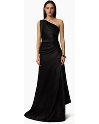 Nina Ricci - Long Asymmetric Satin Dress - Lyst