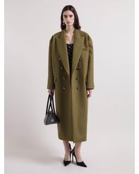 Nina Ricci - Khaki Wool Double Breasted Coat - Lyst