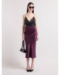 Nina Ricci - Burgundy Asymmetrical Satin Skirt - Lyst