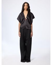 Nina Ricci - V-Neck Silk Satin Top - Lyst