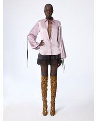 Nina Ricci - Mauve Silk Satin Shirt With Bow Details - Lyst
