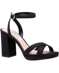 Nina - Shelia-women's Black Textured Metallic High-heel Block Sandal - Lyst