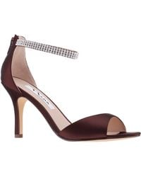 Nina - Volanda-dark Chocolate Satin Crystal Ankle-strap High-heel Dressy Sandal - Lyst