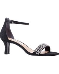 Nina - Britany-women's Black Satin Glitter W/crystals Mid-heel Sandal - Lyst