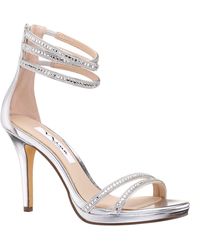 Nina - Rikki-women's Silver Metallic Foil High-heel Platform Sandals - Lyst
