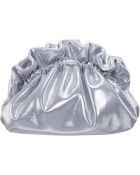 Nina - Cristy-true Silver Metallic Gathered Crossbody Pouch Bag - Lyst