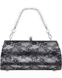 Nina - Audra-black Silver Vintage Style Satchel With Crystal/lucite Handle - Lyst