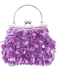 Nina - Fleur-royal Lilac paillette Frame Pouch - Lyst
