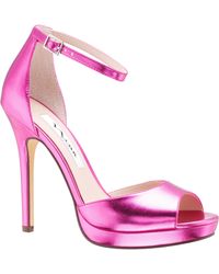 Nina - Famia-hot Pink Metallic Foil Platform Stiletto Dress Sandal - Lyst