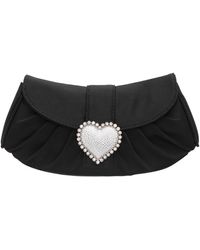 Nina - Apolina-black Crystal Heart Adorned Clutch - Lyst