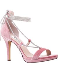 Nina - Rhea-women's Sweet Rose Velvet Crystal Cord High-heel Platform Sandal - Lyst