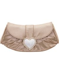 Nina - Apolina-taupe crystal Heart Adorned Clutch - Lyst