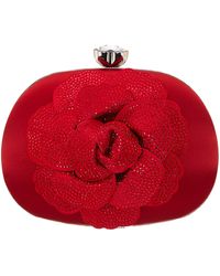 Nina - Flores-red Rouge crystal Embellished Flower Minaudiere - Lyst
