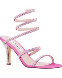 Nina - Vetty-ultra Pink Satin Crystal High-heel Leg-wrap Dress Sandal - Lyst