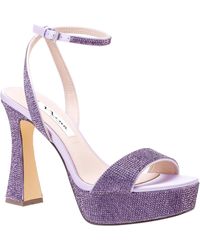 Nina - Angella-royal Lilac Satin Crystal Block-heel Platform Stiletto Sandal - Lyst