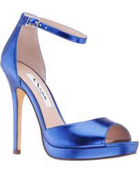 Nina - Famia-electric Blue Metallic Foil Platform Stiletto Dress Sandal - Lyst