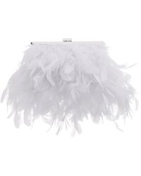 Nina - Alana-white All Over Feather Frame Clutch - Lyst