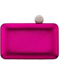 Nina - Kimberly-parfait Pink metallic Minaudiere W/crystal Clasp - Lyst